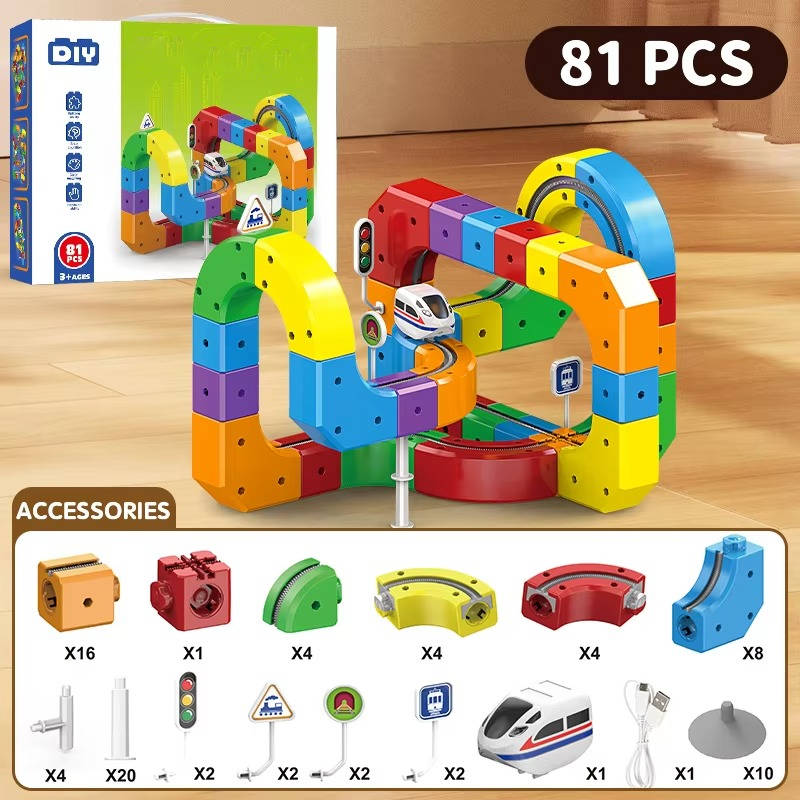 Juguete de tren magnético con pista modular