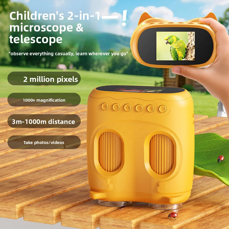 Juguete de telescopio y microscopio con cámara para niños – Set explorador científico