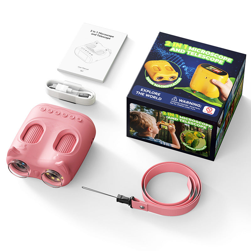 Juguete de telescopio y microscopio con cámara para niños – Set explorador científico