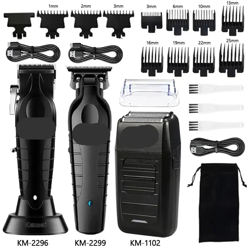 Kit de cortapelos y afeitadora eléctrica profesional para hombre
