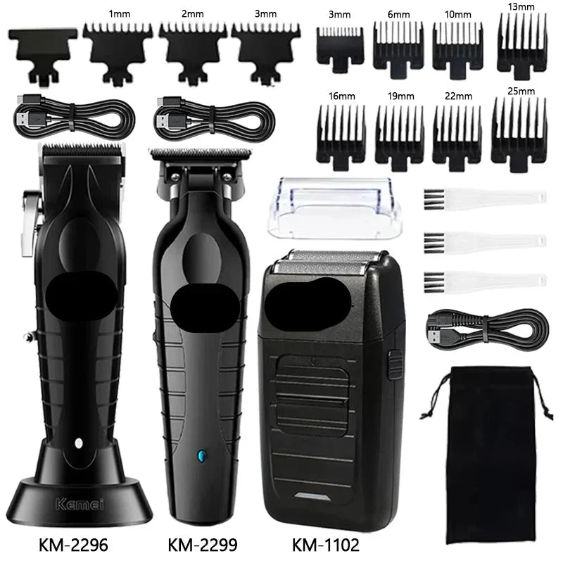 Kit de cortapelos y afeitadora eléctrica profesional para hombre