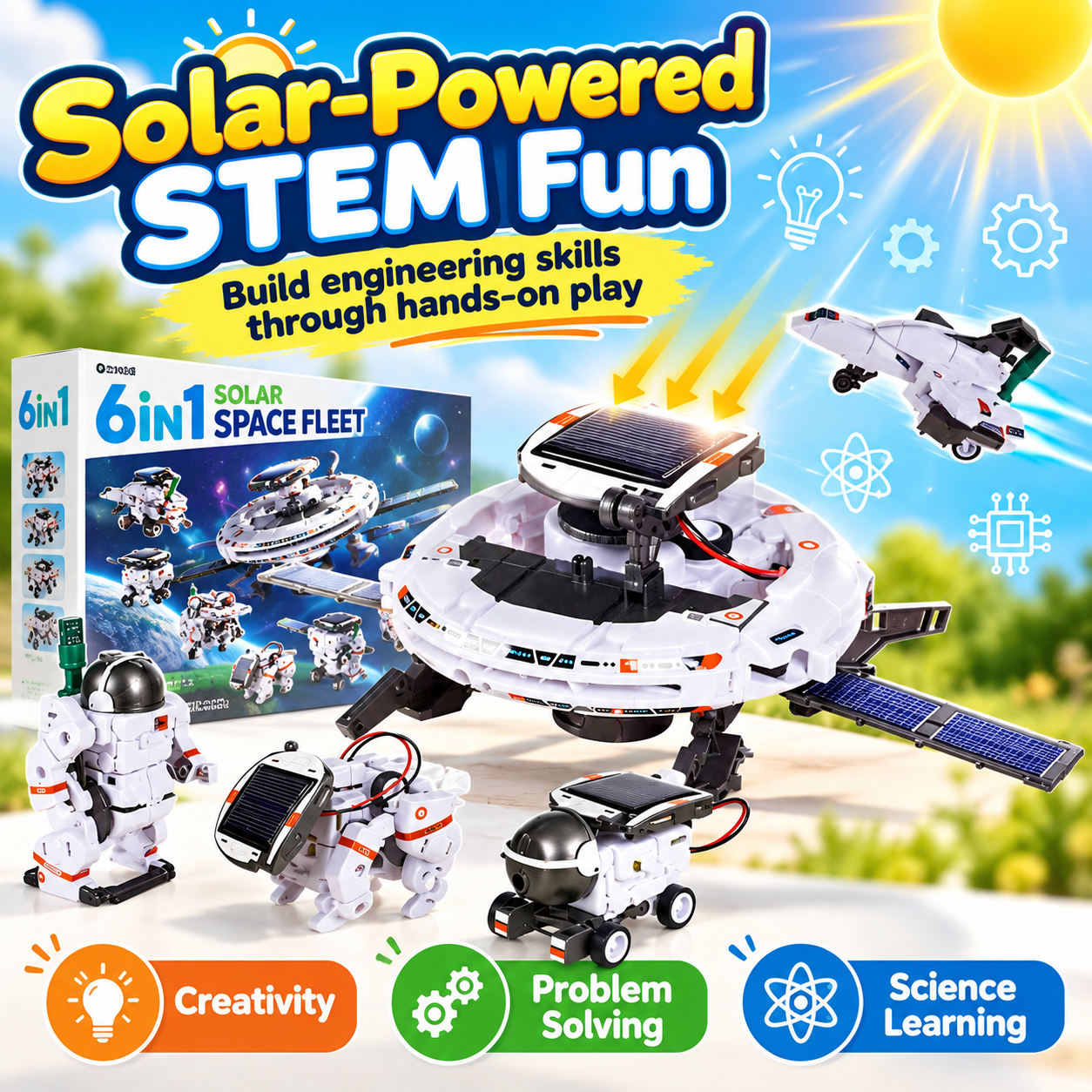 Kit de robot solar para niños – Juguete STEM 6 en 1 y 7 en 1