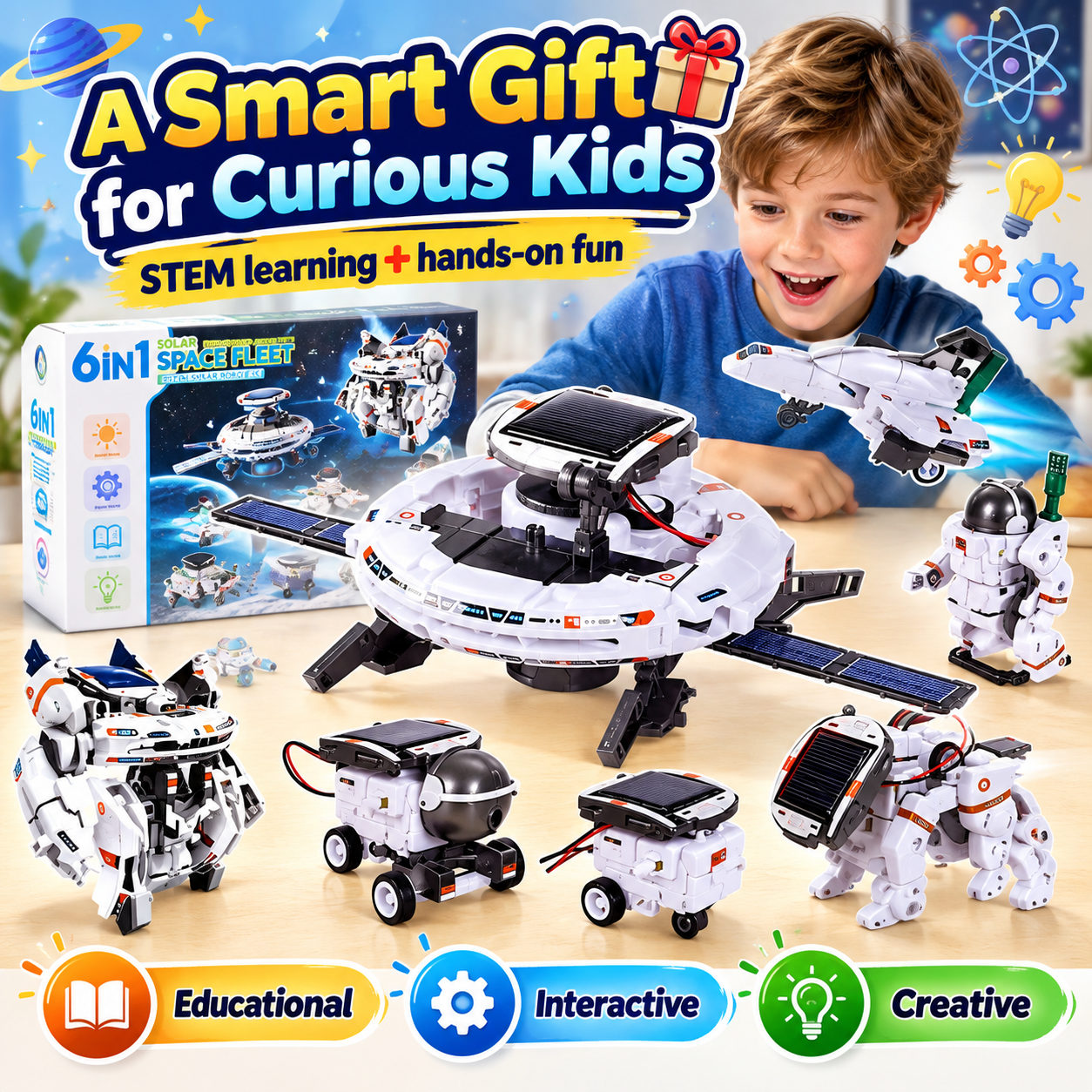 Kit de robot solar para niños – Juguete STEM 6 en 1 y 7 en 1