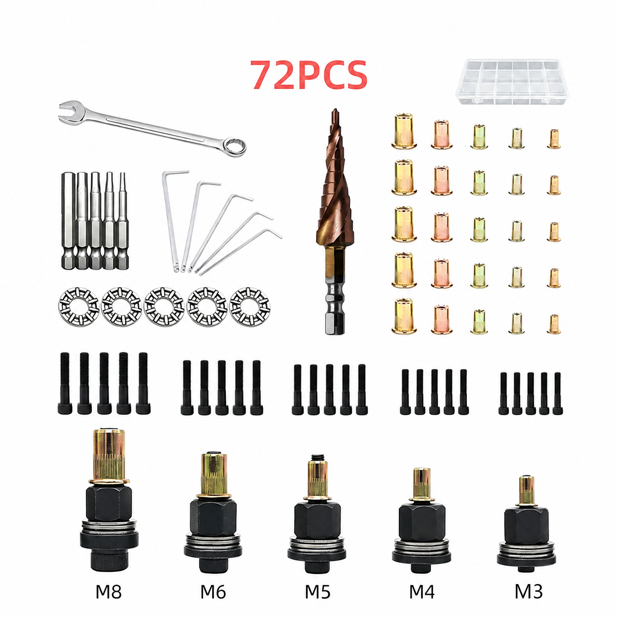 Kit de tuercas remachables de acero al carbono de extremo abierto