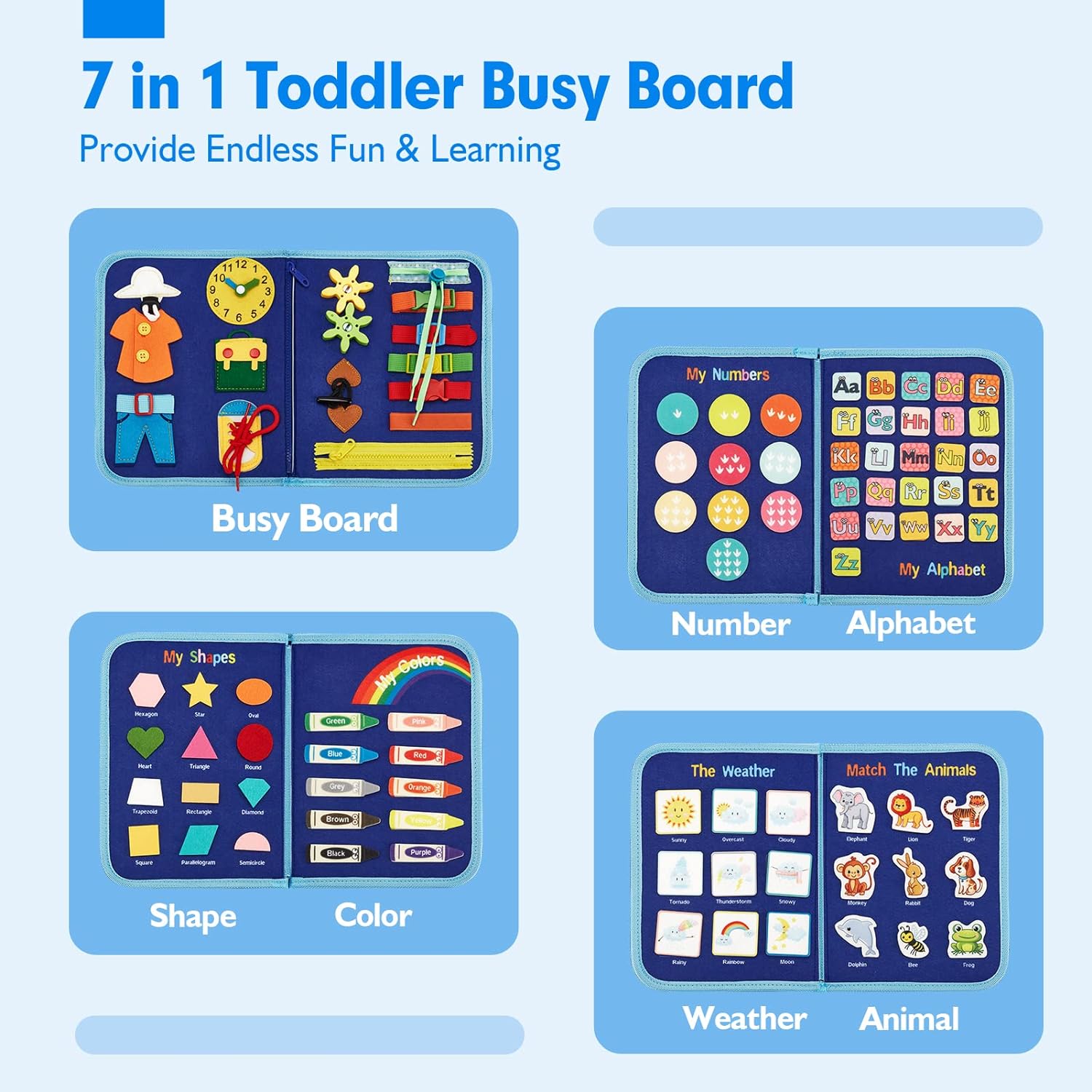 Kletshuts BusyBoard: Panel de actividades Montessori sensorial para el desarrollo de la motricidad fina