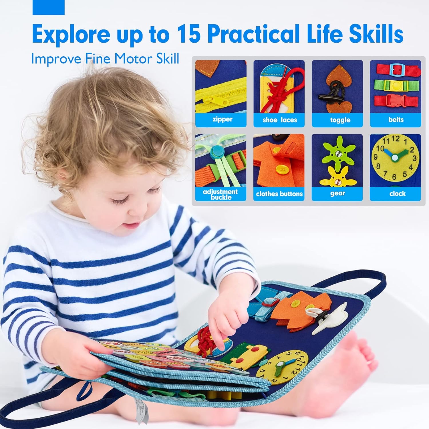 Kletshuts BusyBoard: Panel de actividades Montessori sensorial para el desarrollo de la motricidad fina