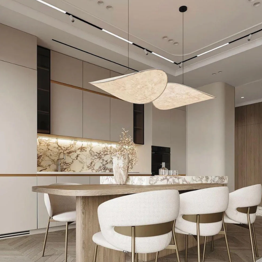 Lámpara colgante SoraHaze de diseño japandi con luz relajante