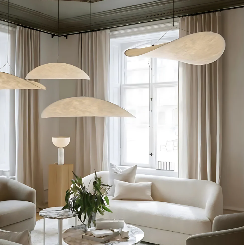 Lámpara colgante SoraHaze de diseño japandi con luz relajante