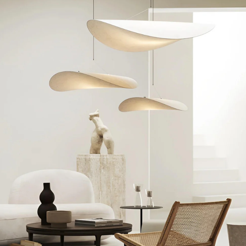 Lámpara colgante SoraHaze de diseño japandi con luz relajante