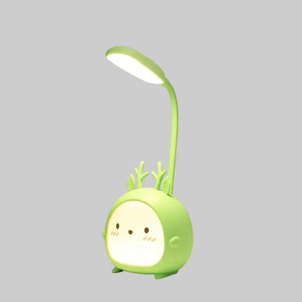 Lámpara de lectura infantil con LED suave y cuello flexible, recargable por USB
