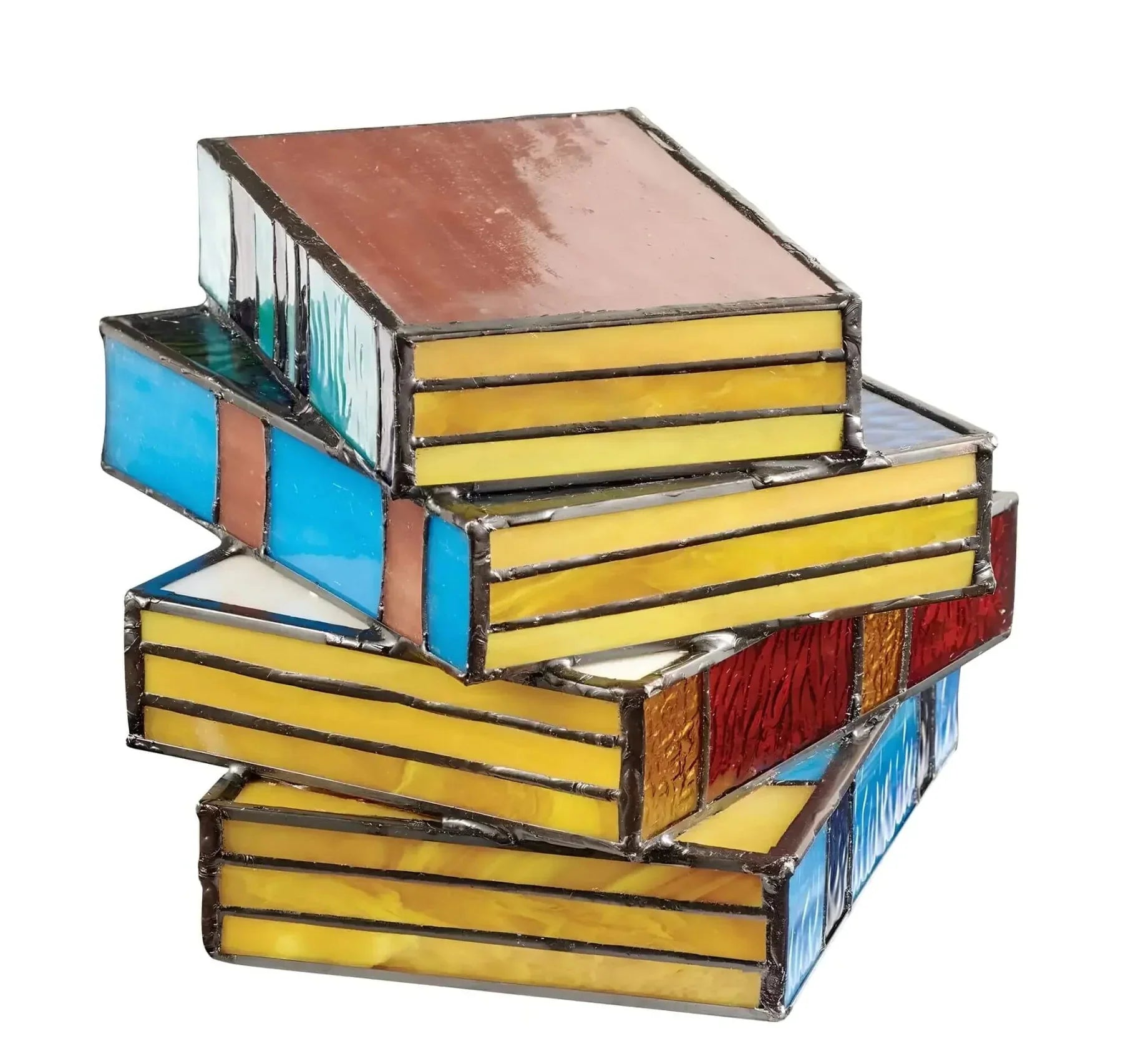 Lámpara de libros de vidrio emplomado | Iluminación artesanal