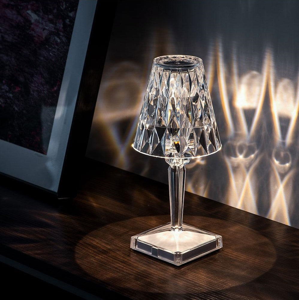 Lámpara de mesa de cristal brillante moderna con control táctil