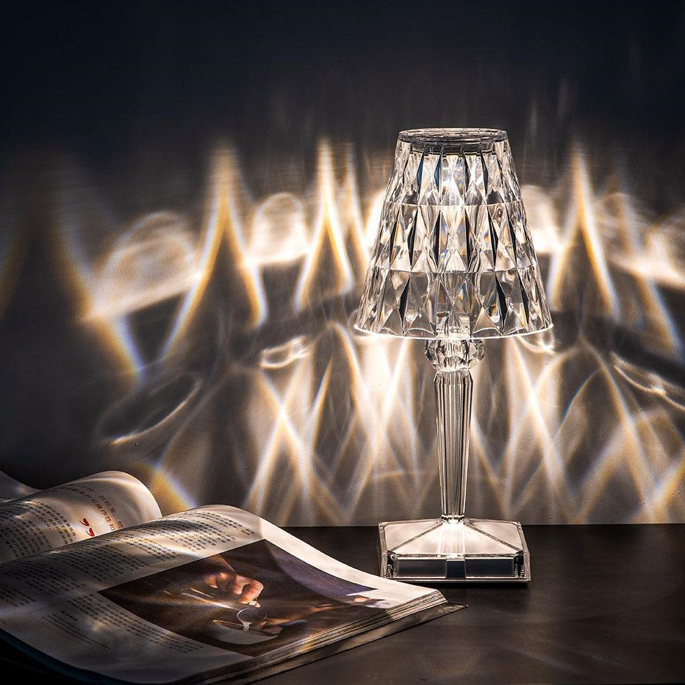 Lámpara de mesa de cristal brillante moderna con control táctil
