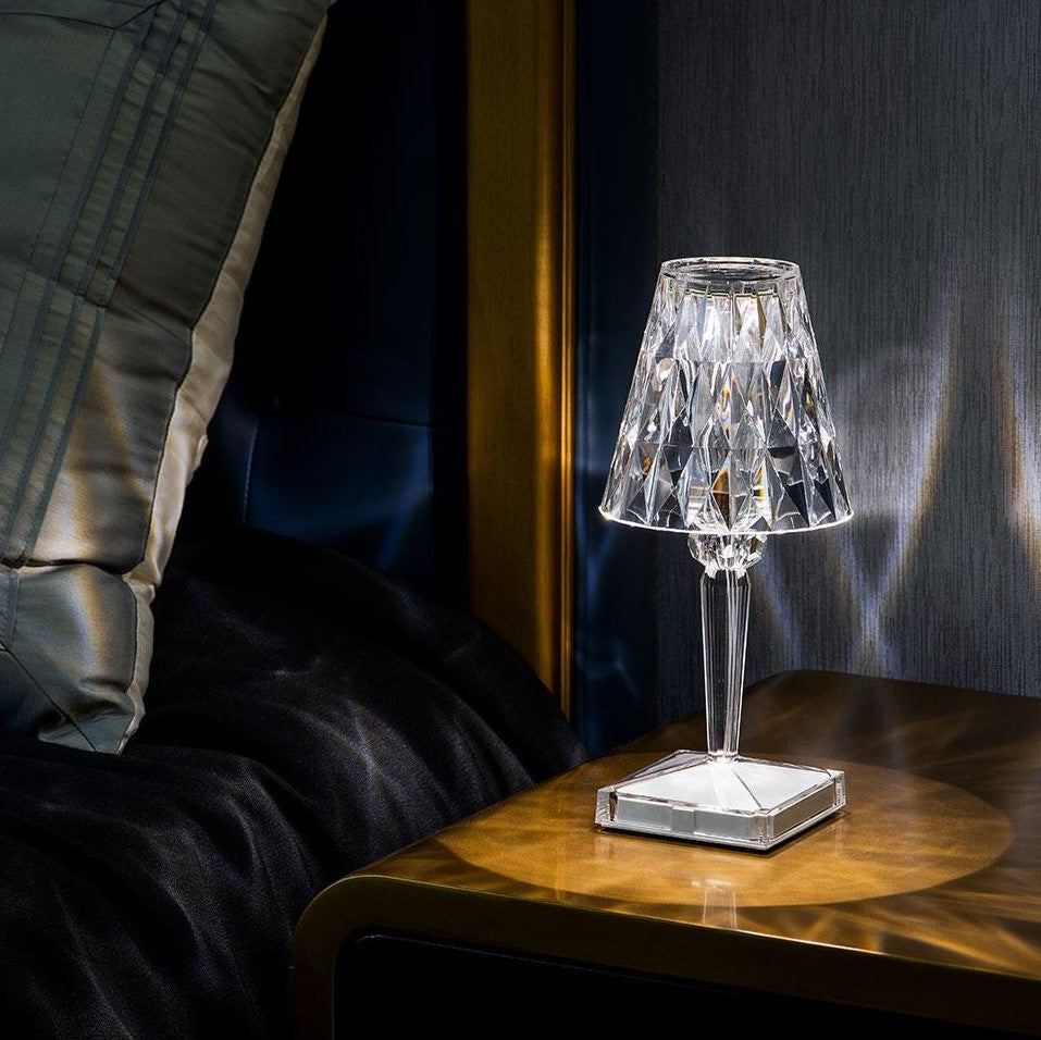 Lámpara de mesa de cristal brillante moderna con control táctil