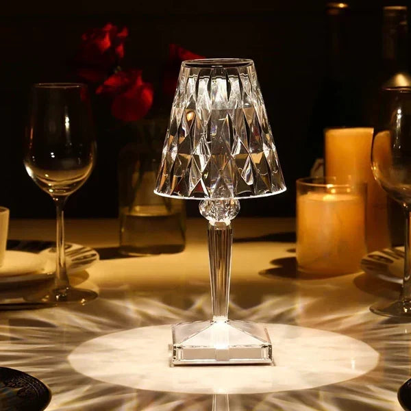 Lámpara de mesa de cristal brillante moderna con control táctil
