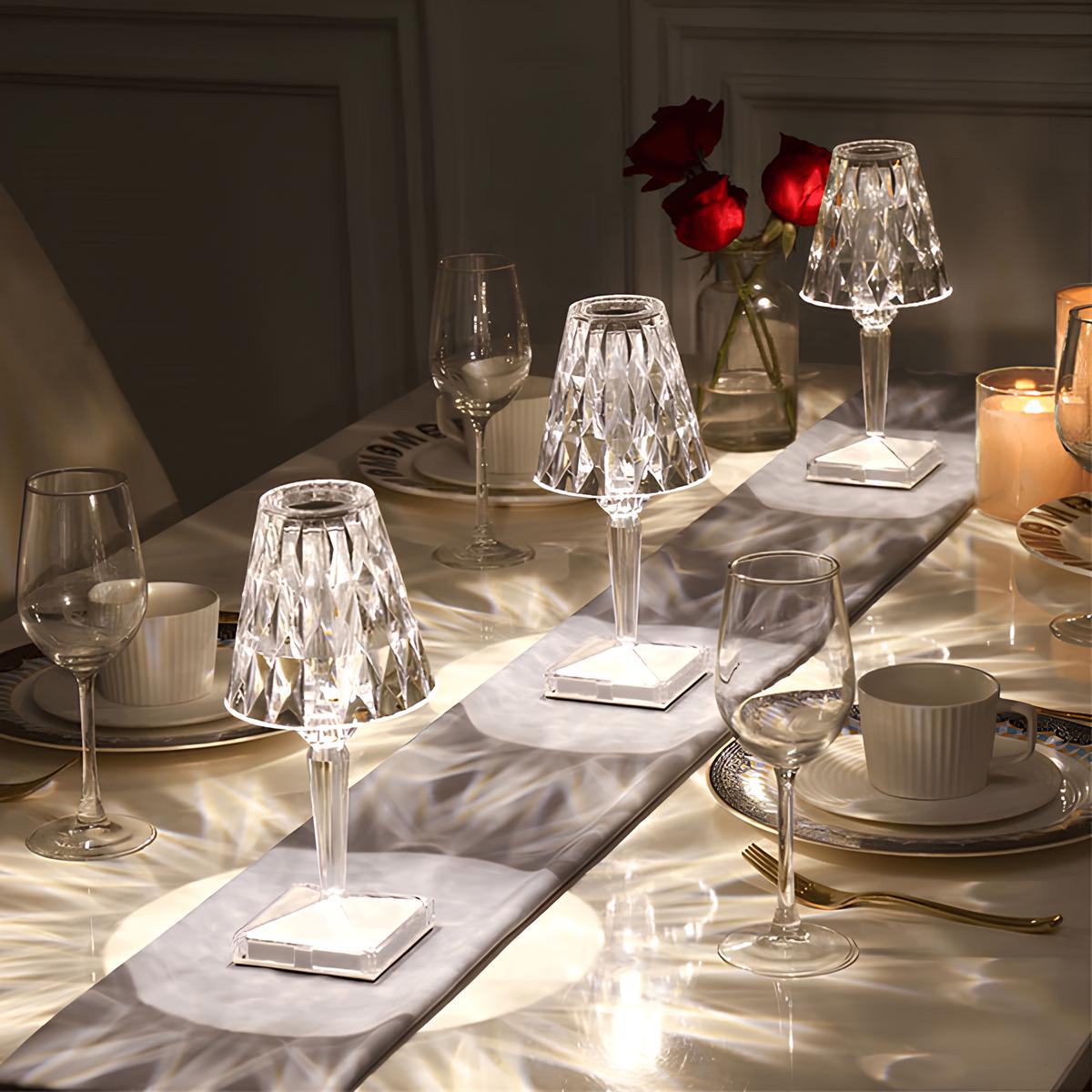Lámpara de mesa de cristal brillante moderna con control táctil
