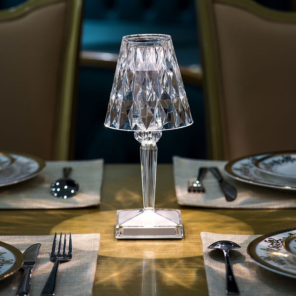 Lámpara de mesa de cristal brillante moderna con control táctil