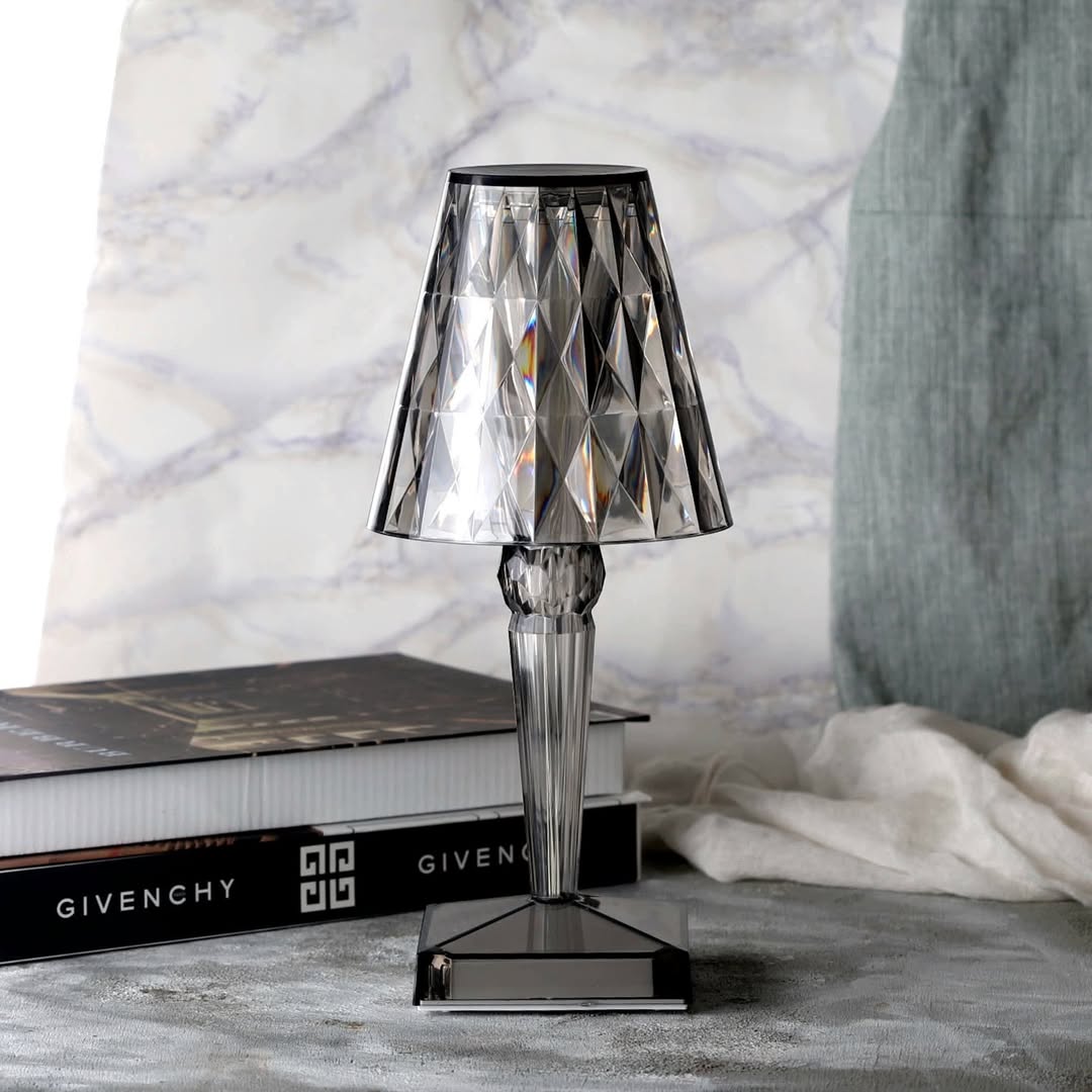 Lámpara de mesa de cristal brillante moderna con control táctil