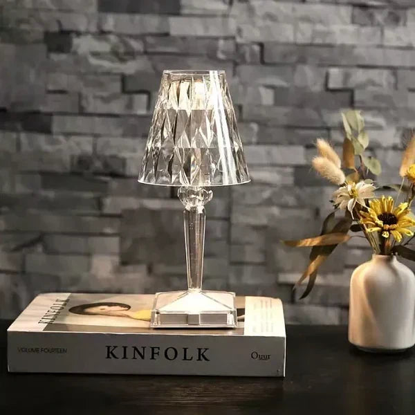 Lámpara de mesa de cristal brillante moderna con control táctil