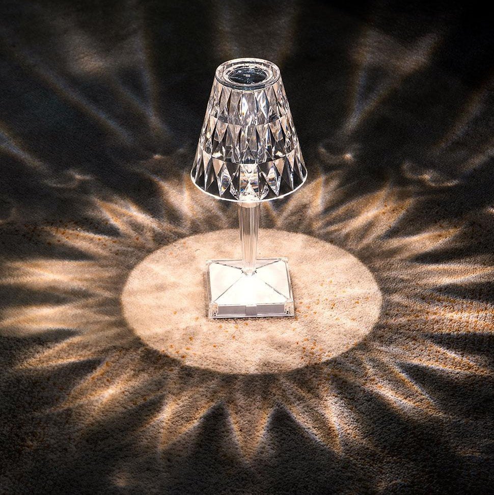 Lámpara de mesa de cristal brillante moderna con control táctil