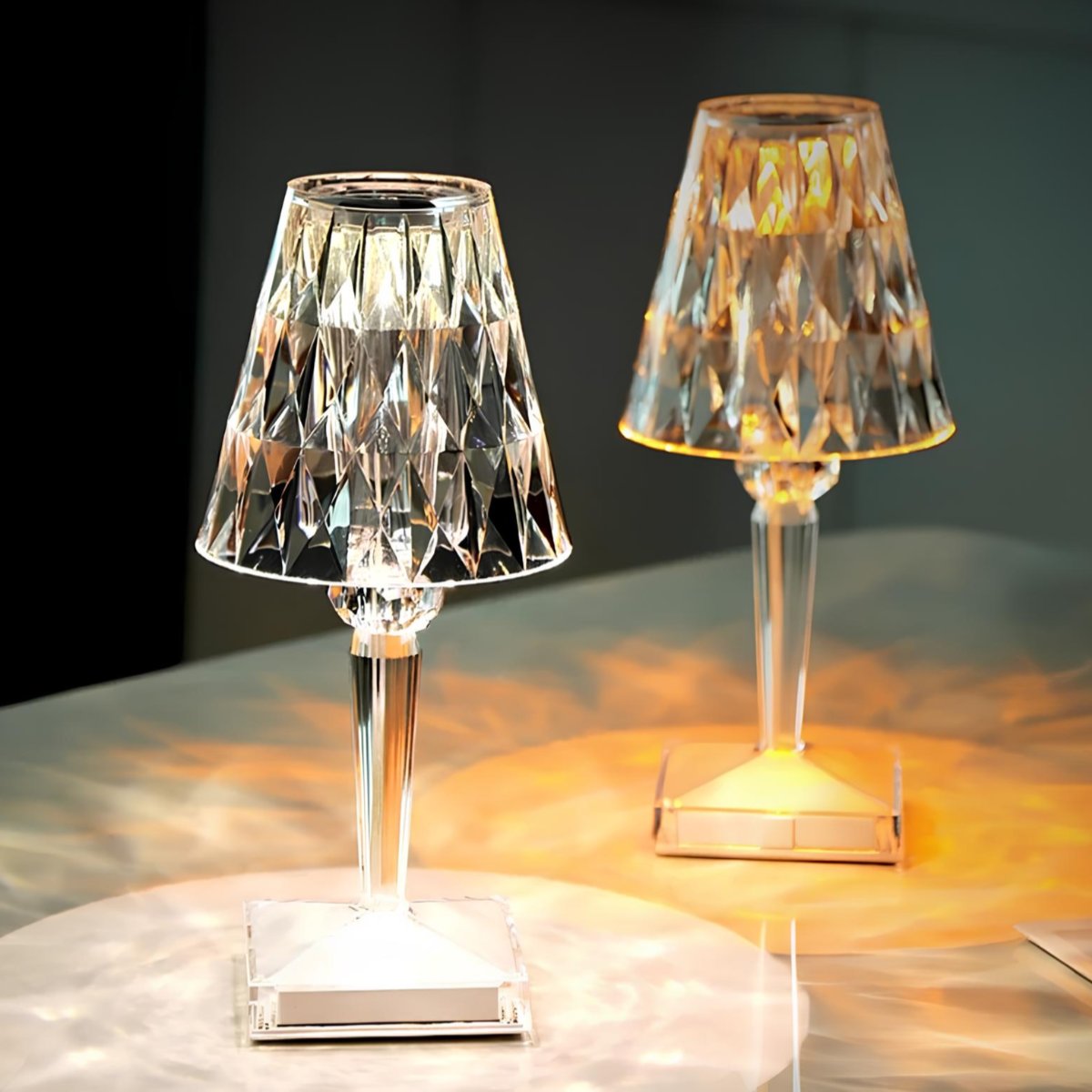 Lámpara de mesa de cristal brillante moderna con control táctil