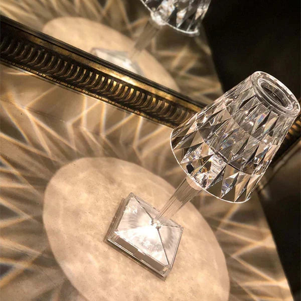 Lámpara de mesa de cristal brillante moderna con control táctil