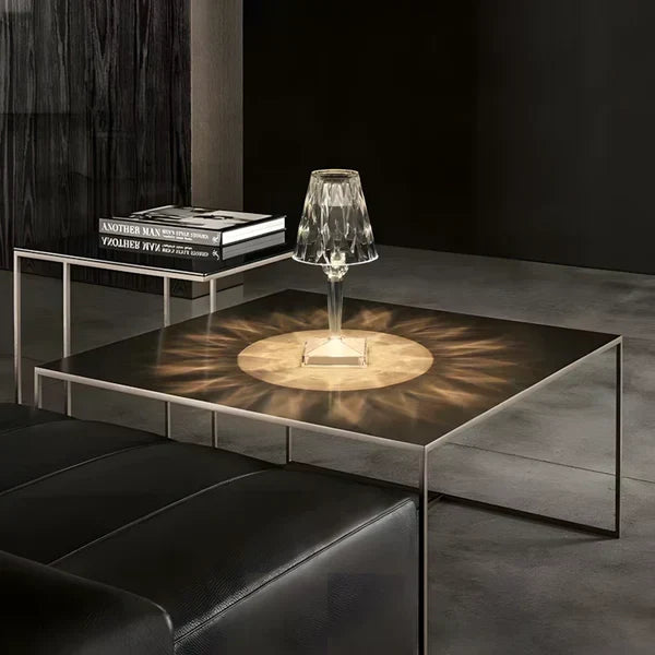 Lámpara de mesa de cristal brillante moderna con control táctil