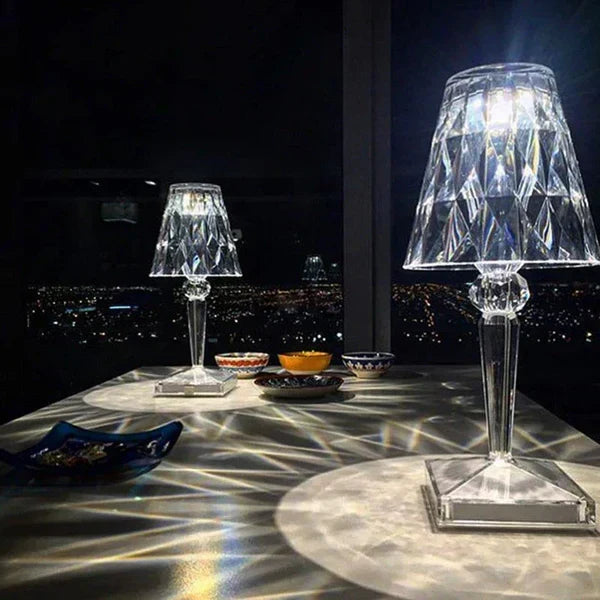 Lámpara de mesa de cristal brillante moderna con control táctil
