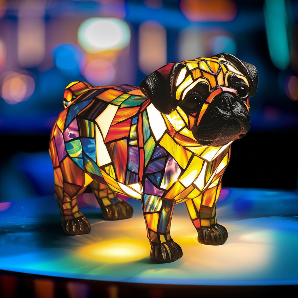Lámpara de mesa decorativa con figura de perro