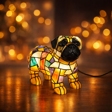Lámpara de mesa decorativa con figura de perro