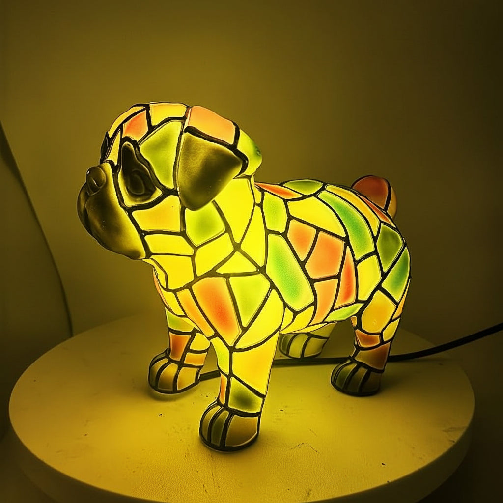 Lámpara de mesa decorativa con figura de perro