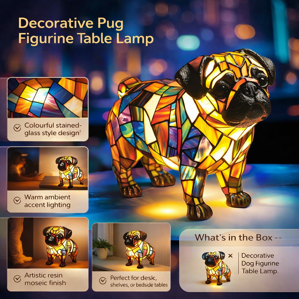 Lámpara de mesa decorativa con figura de perro