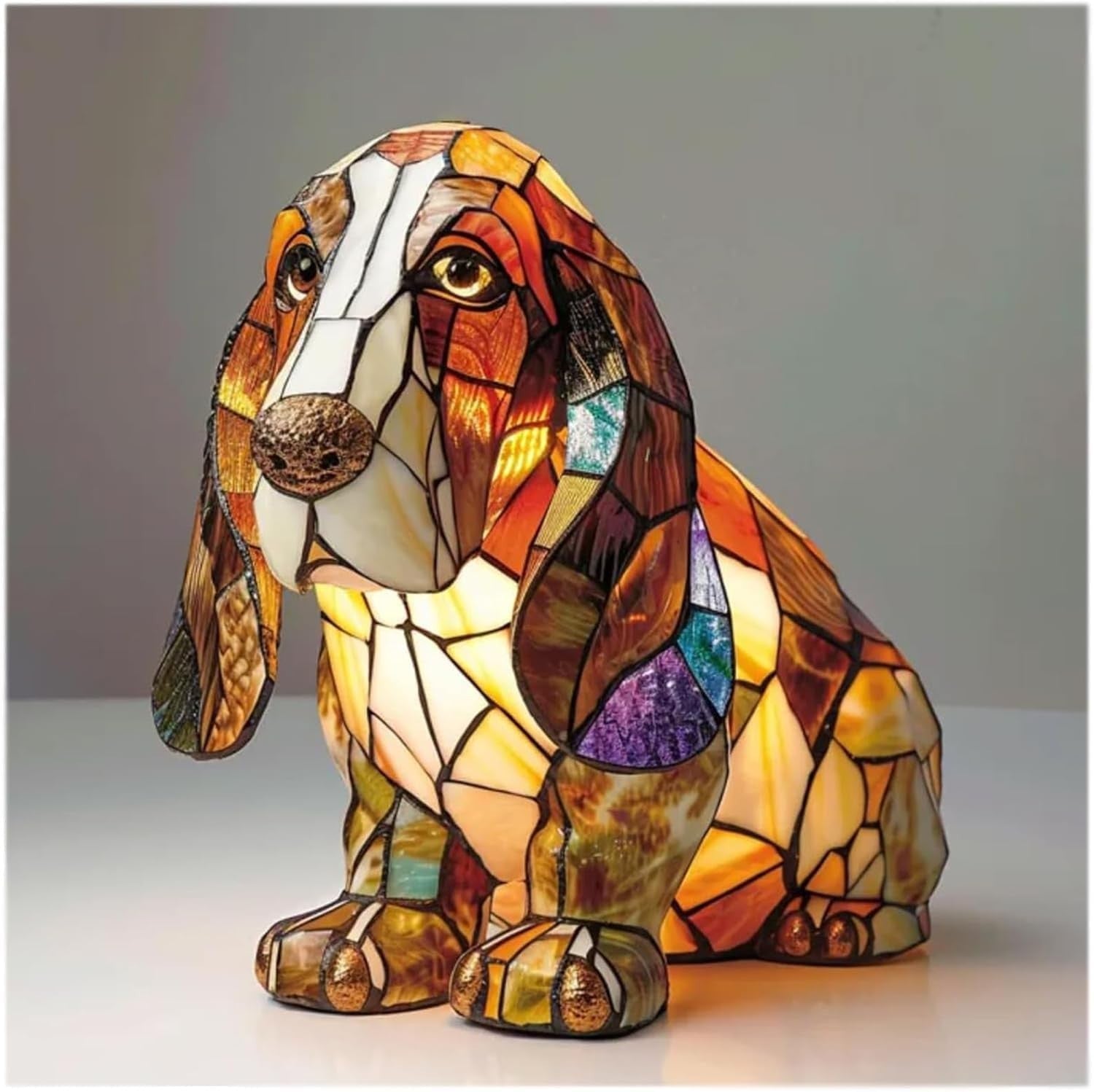 Lámpara de mesa decorativa con figura de perro