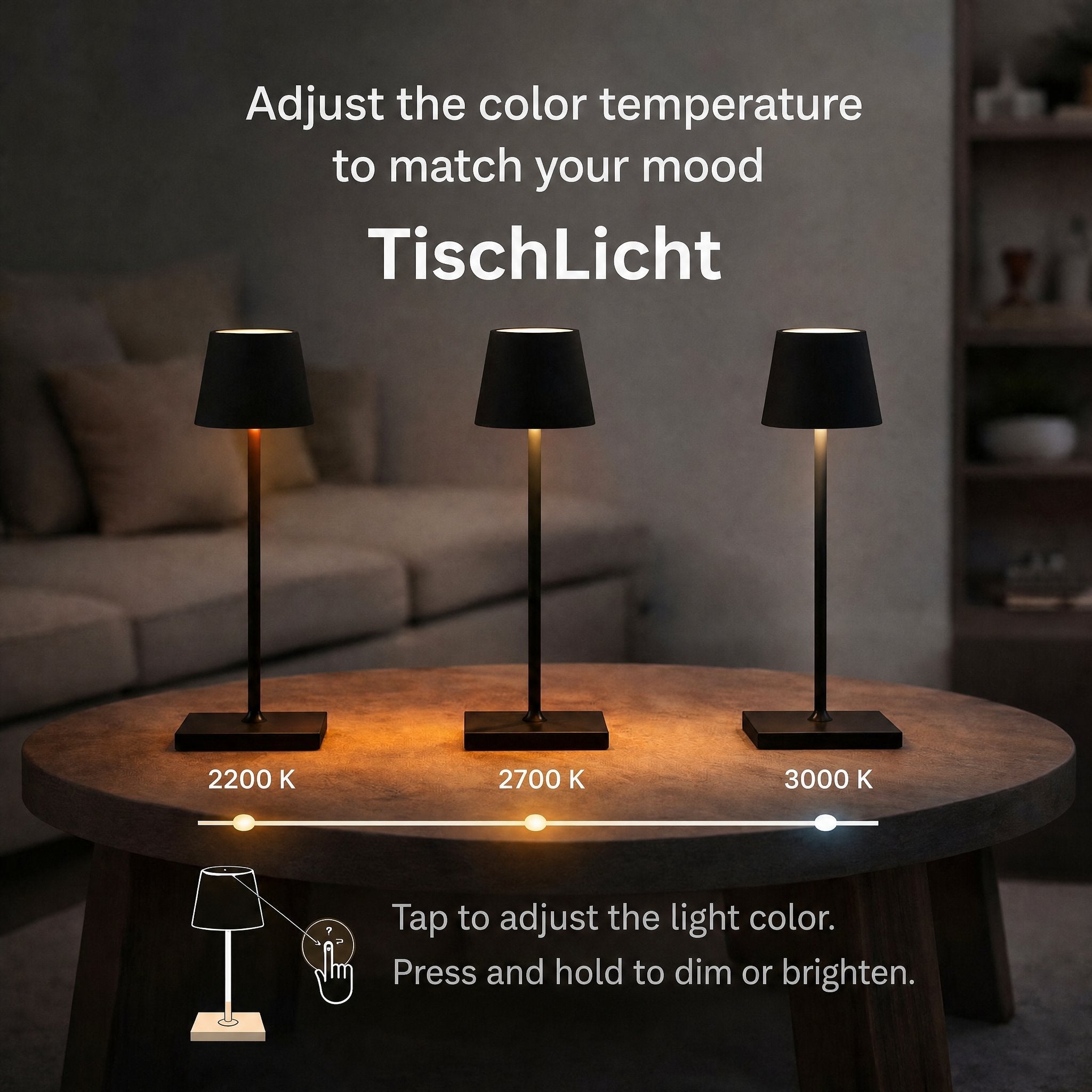 Lámpara de mesa sin cables | TischLicht
