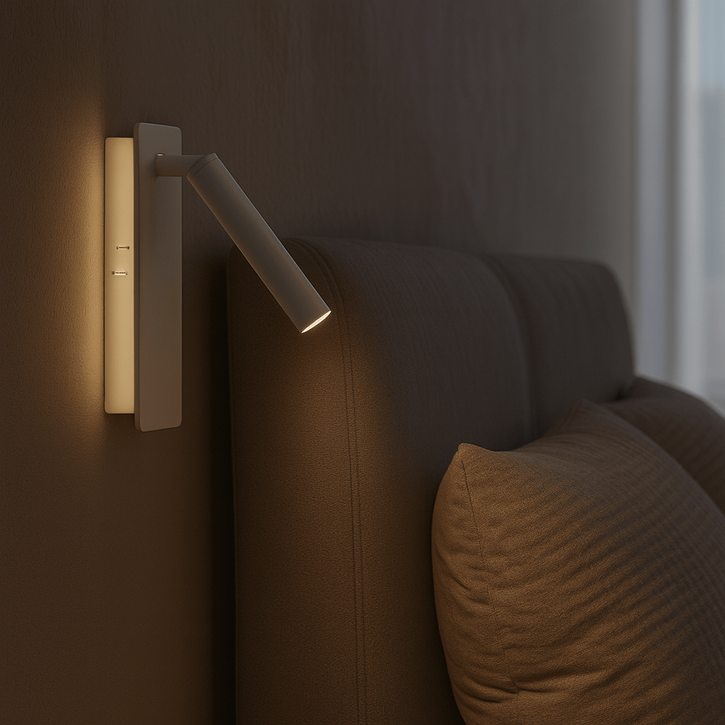 Lámpara de pared para mesita de noche | Cabezal giratorio y brillo ajustable