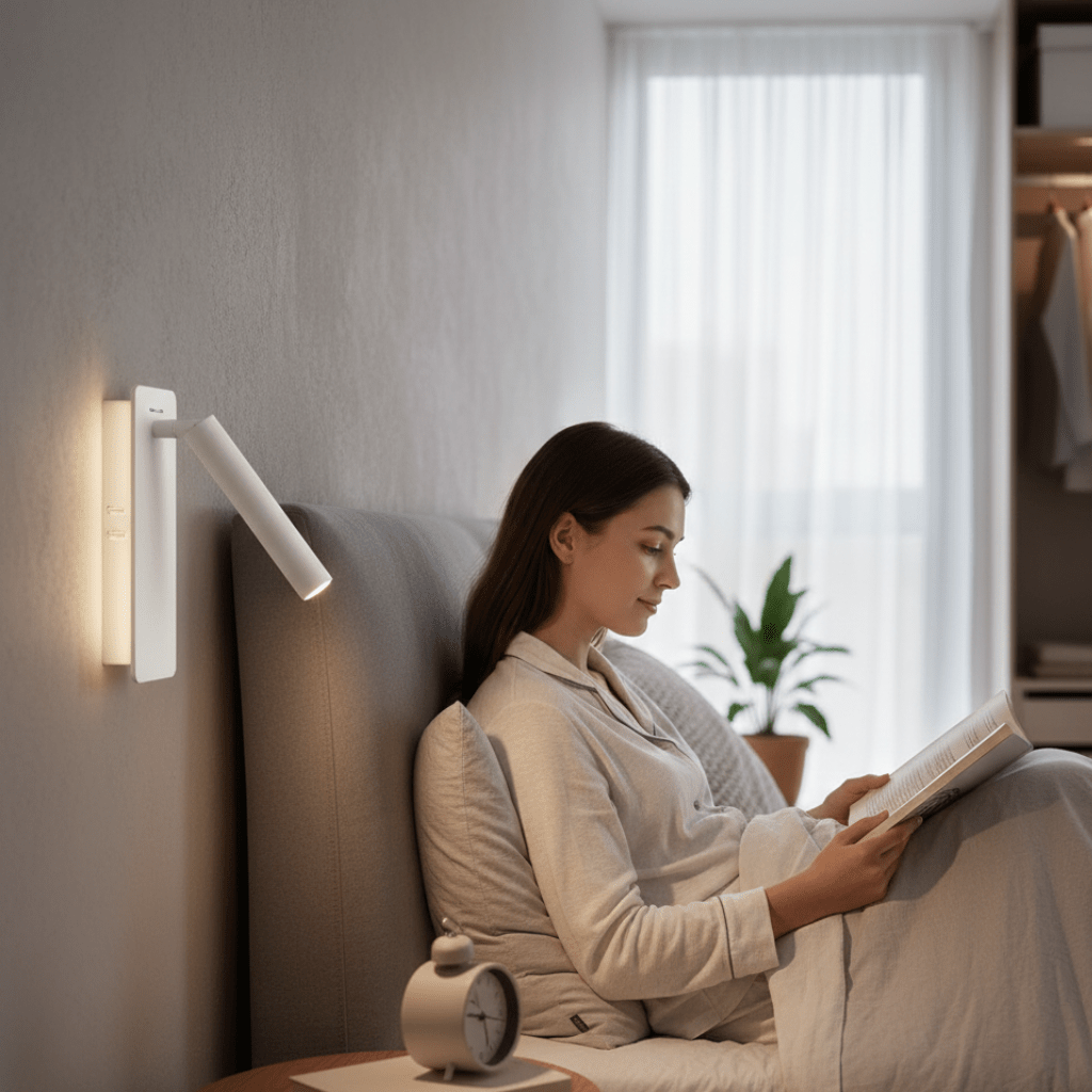 Lámpara de pared para mesita de noche | Cabezal giratorio y brillo ajustable