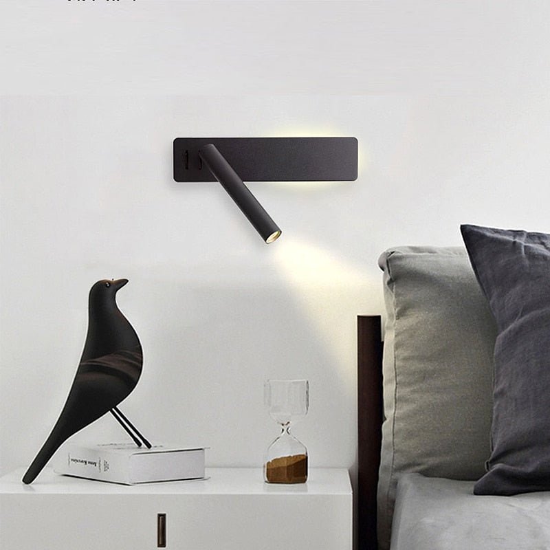 Lámpara de pared para mesita de noche | Cabezal giratorio y brillo ajustable