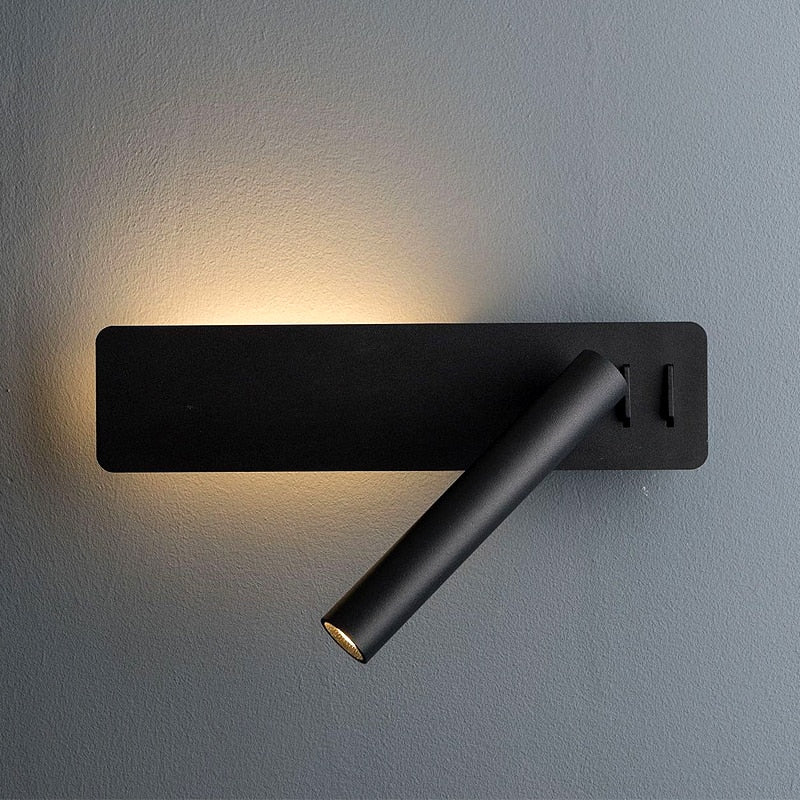 Lámpara de pared para mesita de noche | Cabezal giratorio y brillo ajustable