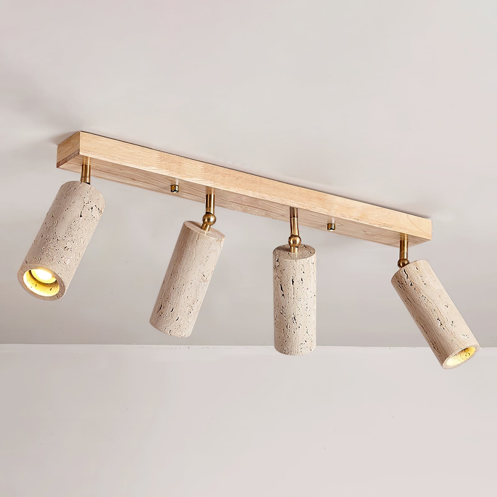 Lámpara de techo industrial de madera y hormigón con focos ajustables