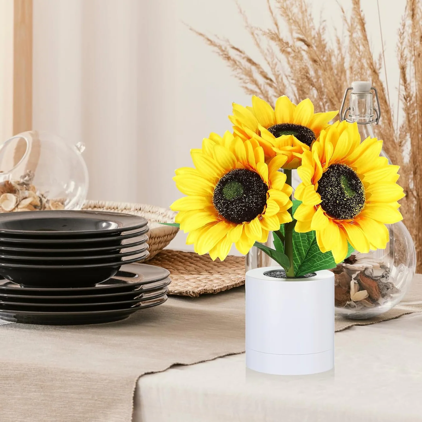 Lámpara girasol artificial en maceta con luces LED para San Valentín, Día de la Madre y cumpleaños