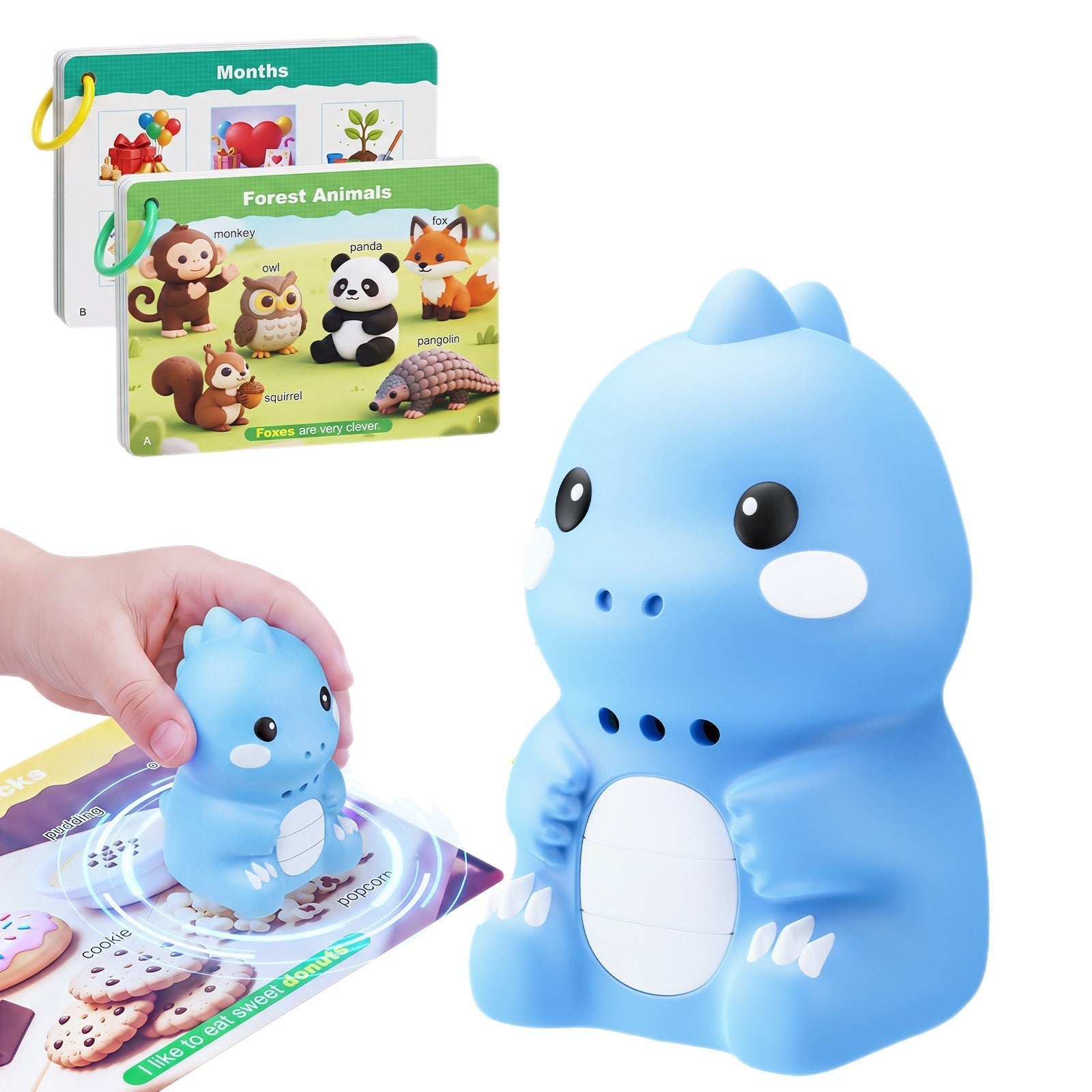 Lápiz lector de inglés con diseño de dinosaurio y 84 tarjetas