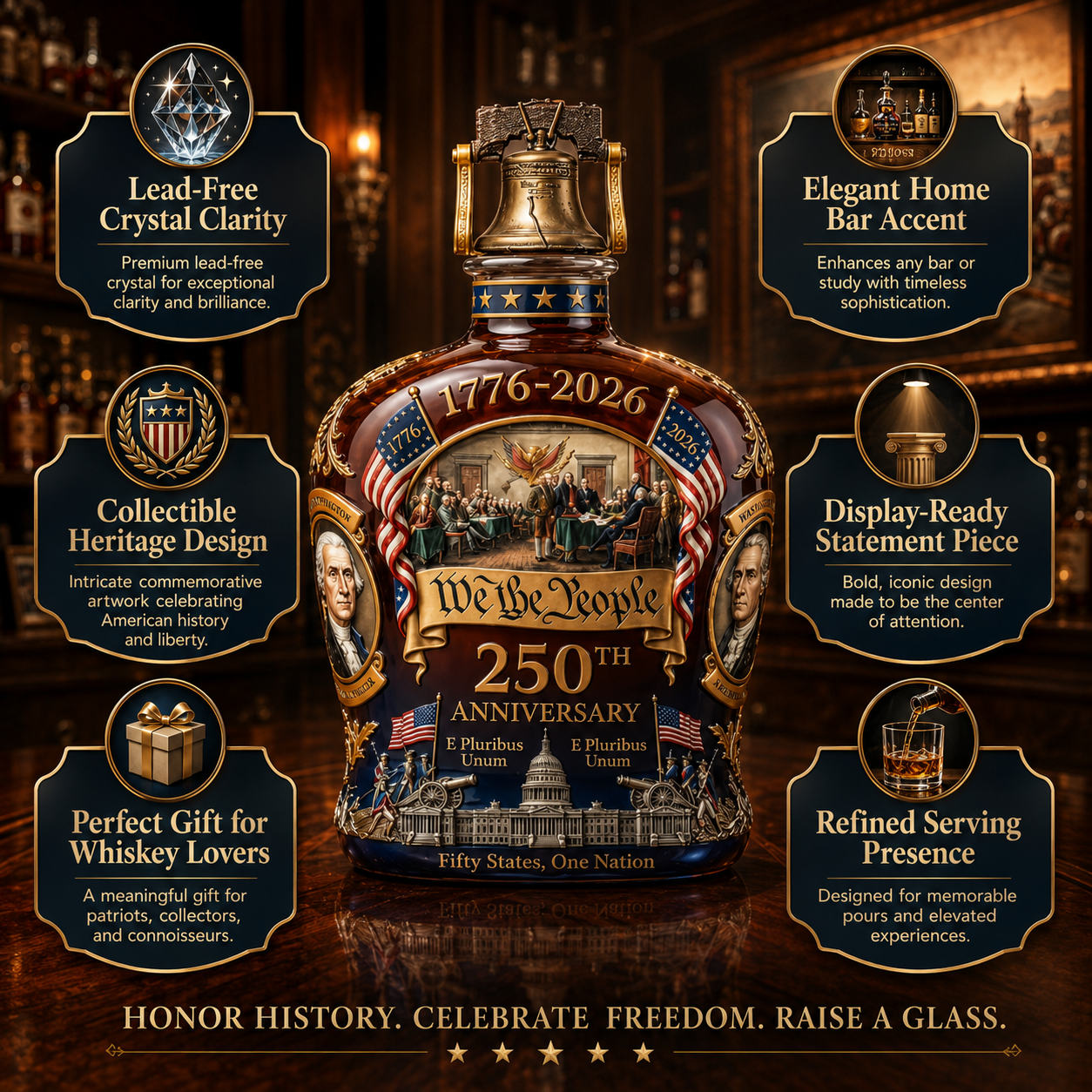 Licorera de whisky decorativa de cristal de plomo