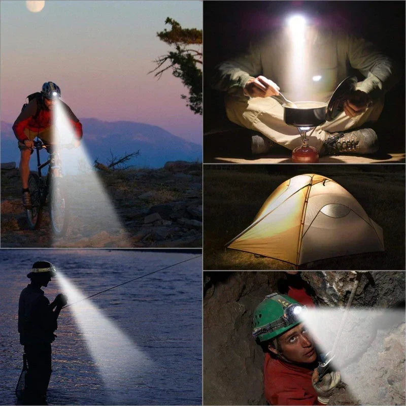 Linterna frontal LED recargable impermeable con zoom