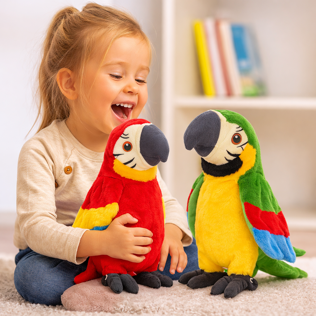 Loro de peluche interactivo que habla para el desarrollo del lenguaje infantil