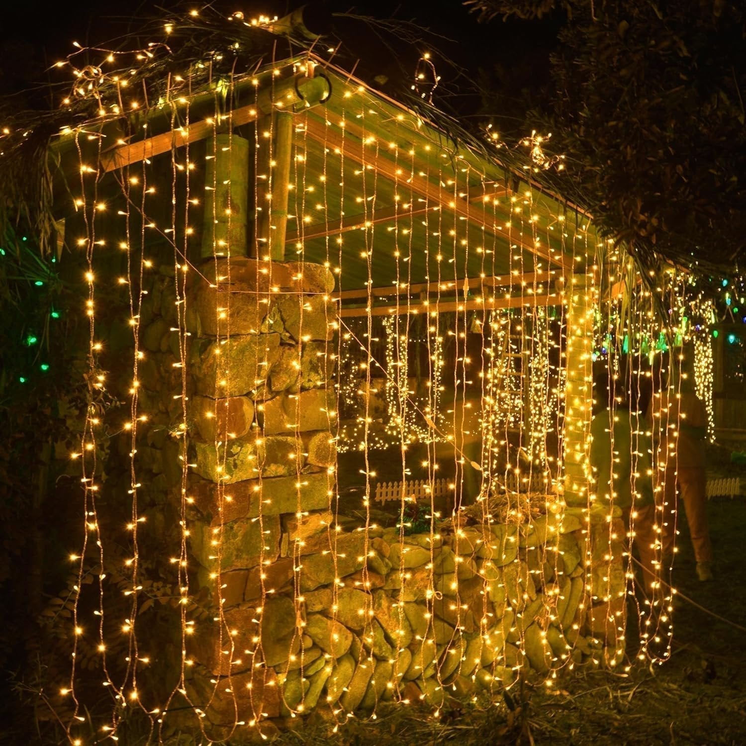 Luces de cortina navideñas con 8 modos de control y mando a distancia