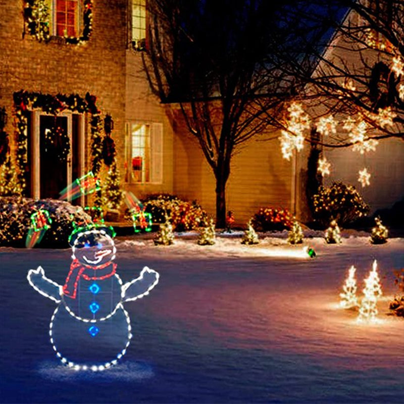 Luz LED animada de batalla de bolas de nieve con muñeco de nieve y pingüino