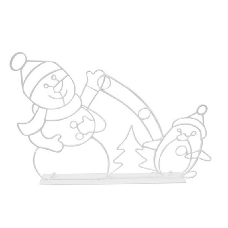 Luz LED animada de batalla de bolas de nieve con muñeco de nieve y pingüino