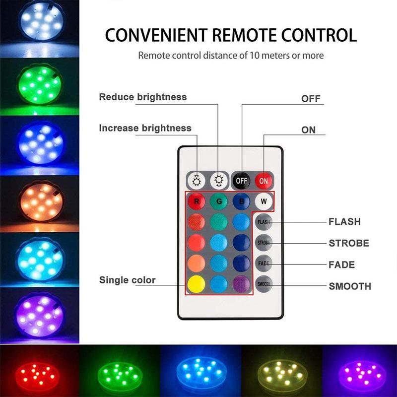 Luz LED sumergible con mando de 16 colores y ventosas para piscinas
