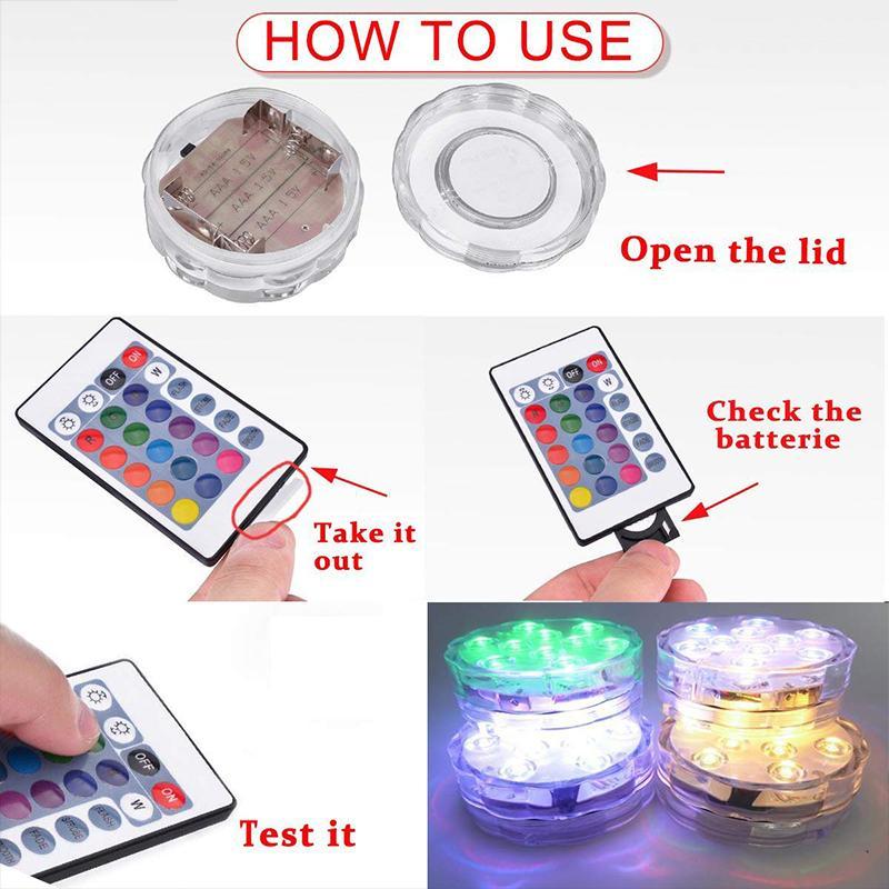 Luz LED sumergible con mando de 16 colores y ventosas para piscinas