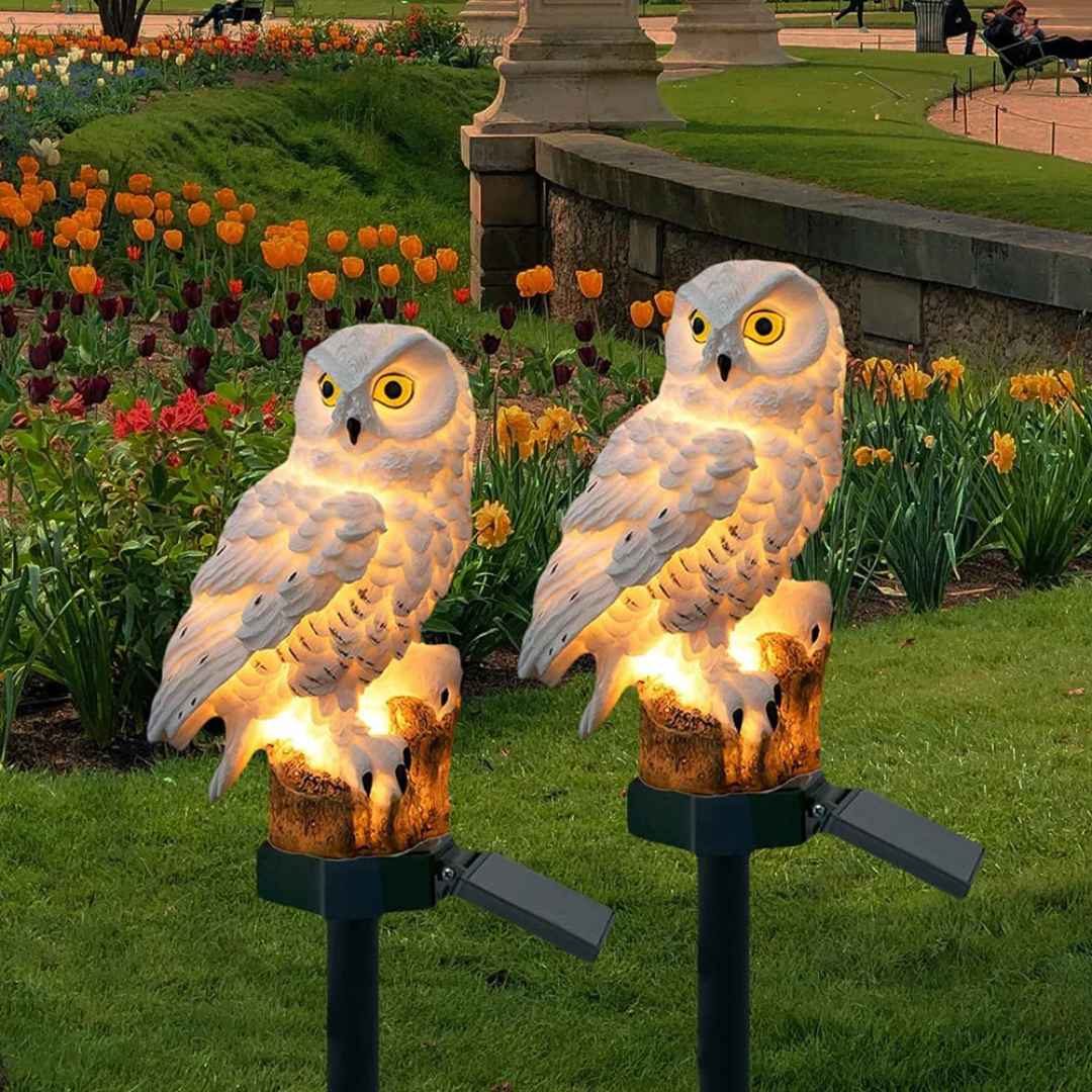 Luz solar de jardín con diseño de búho para caminos exteriores